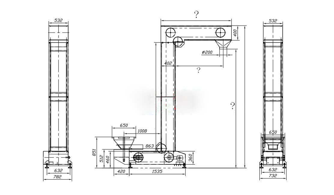 Z型鬥式提升機工作原理結構圖